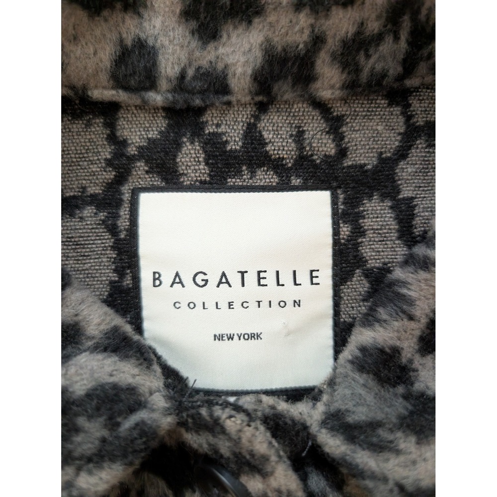 Bagatelle Collection Grey Leopard Print Wool Blend Button Down Shacket Jacket - Picture 2 of 5